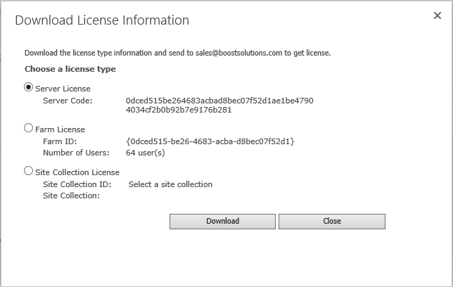 Download License Information
