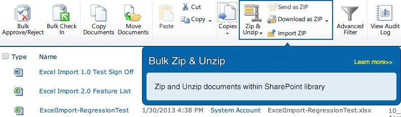 SharePoint Bulk Zip & Unzip